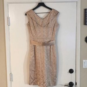 Vintage 1950s Embroidered Floral Satin Ribbon Party Dress